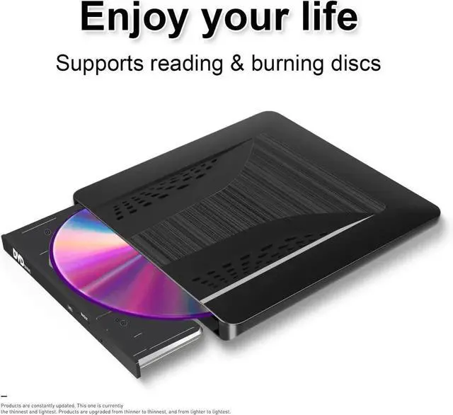 Alt view image 6 of 7 - Slim External CD DVD Drive, USB 3.0 Type-C External CD/DVD Drive, Portable CD DVD +/-RW Burner Fast Data Transfer, Plug & Play, Optical Drive for Laptop, Desktop Win11/10/8/7/XP, Linux, Mac OS