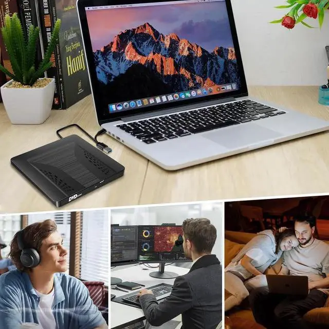 Alt view image 5 of 7 - Slim External CD DVD Drive, USB 3.0 Type-C External CD/DVD Drive, Portable CD DVD +/-RW Burner Fast Data Transfer, Plug & Play, Optical Drive for Laptop, Desktop Win11/10/8/7/XP, Linux, Mac OS