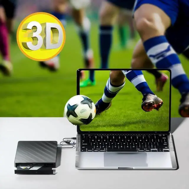 Alt view image 2 of 6 - External Blu Ray Drive, 5 in 1 Portable Blu Ray Player with USB 3.0 Type-C, CD DVD Burner 3D Blu Ray with SD/TF Port, External Blu-Ray CD DVD Drive Compatible with Windows Mac Laptop Desktop PC