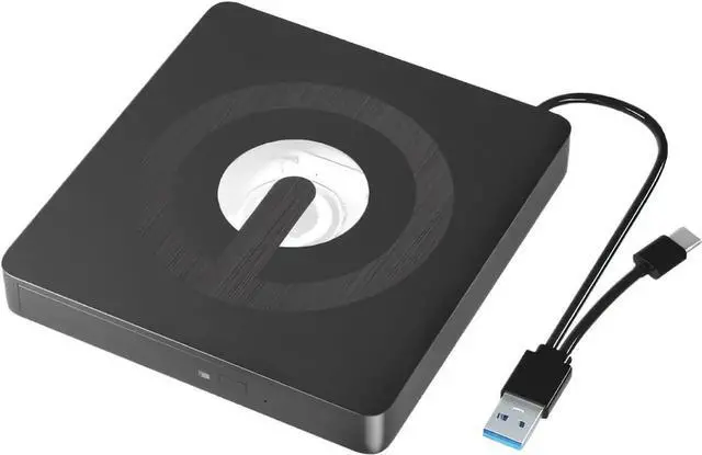 Main image of External CD DVD Drive, Type-C & USB 3.0 External Optical CD/DVD Drive, Portable CD DVD Player RW Writer Burner Reader for Laptop, Desktop, PC, Windows 11/10 / 8/7 / XP/Linux/Vista, Linux, MacOS