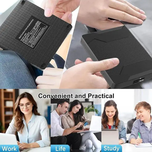 Alt view image 4 of 7 - 5 in 1 External CD DVD Drive with 2 USB Ports and SD/TF Card Slots, Type-C USB 3.0 Portable CD/DVD Disk Drive Player Burner Reader Writer for Laptop Desktop PC Windows 11/10/8/7/XP Linux, MacOS