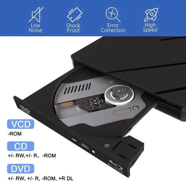 Alt view image 4 of 7 - External Blu Ray Drive, 7 in 1 External Blu-ray Drive USB 3.0 Type C Portable Blu Ray Player, 3D Blu Ray Burner CD DVD Burner, Optical Bluray Drive for Windows XP/7/8/10/11, Mac OS Computers