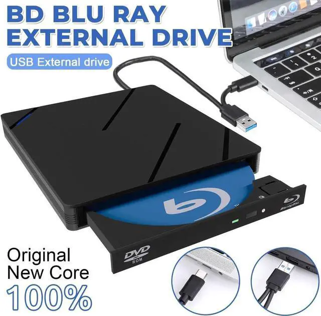 Alt view image 2 of 7 - External Blu Ray Drive, 7 in 1 External Blu-ray Drive USB 3.0 Type C Portable Blu Ray Player, 3D Blu Ray Burner CD DVD Burner, Optical Bluray Drive for Windows XP/7/8/10/11, Mac OS Computers