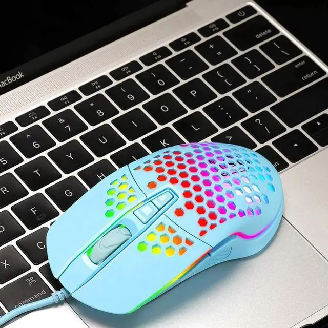 Alt view image 5 of 7 - Lightweight Gaming Mouse, Wired USB Computer Gamer Mice with Ultralight Honeycomb Shell, RGB Chroma LED Light, 6400 DPI Adjustable, Pixart 3325, Programmable 7 Buttons Mouse for Windows 7/8/10/XP