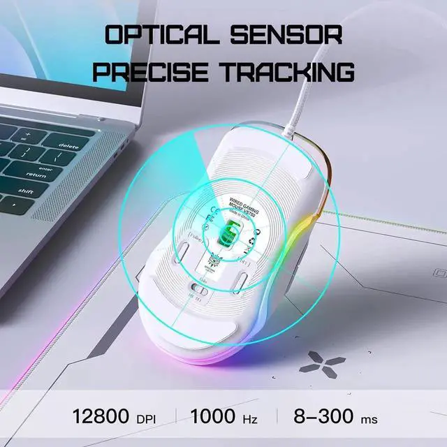 Alt view image 3 of 7 - Hitoor Gaming Mouse, Wired Gaming Mouse 12,800 DPI Sensor, 8 Buttons Programmable Computer Gaming Mice, Lightweight Gaming Mouse Ergonomic Computer Mouse Gaming for Windows/PC/Mac/Laptop Gamer