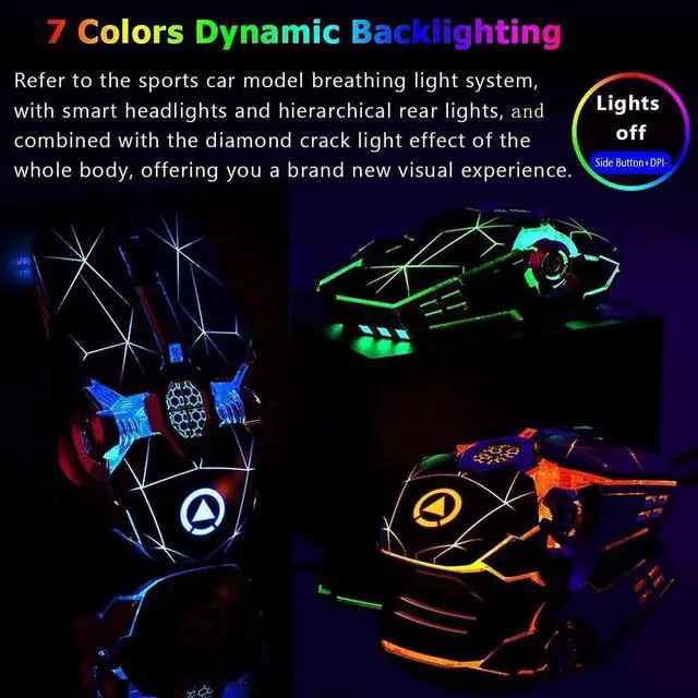 Alt view image 5 of 7 - Silent Gaming Mouse USB Wired [3200 DPI] [Breathing Light] Ergonomic Game USB Computer Mice RGB Gamer Desktop Laptop PC Gaming Mouse, 7 Buttons for Windows 7/8/10/XP Vista Linux (Black)