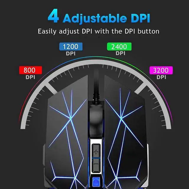Alt view image 7 of 7 - Silent Gaming Mouse USB Wired [3200 DPI] [Breathing Light] Ergonomic Game USB Computer Mice RGB Gamer Desktop Laptop PC Gaming Mouse, 7 Buttons for Windows 7/8/10/XP Vista Linux (Black)