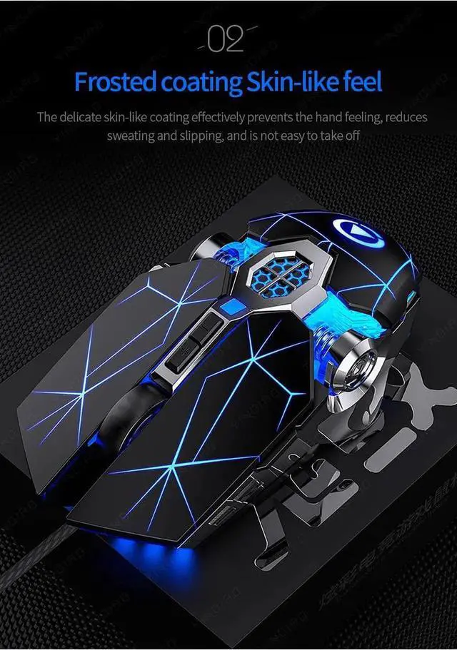 Alt view image 2 of 7 - Silent Gaming Mouse USB Wired [3200 DPI] [Breathing Light] Ergonomic Game USB Computer Mice RGB Gamer Desktop Laptop PC Gaming Mouse, 7 Buttons for Windows 7/8/10/XP Vista Linux (Black)