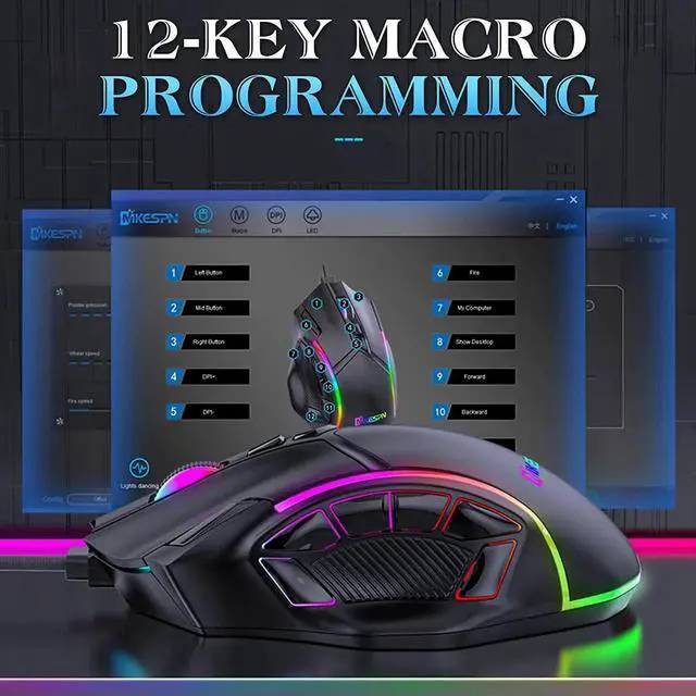 Alt view image 6 of 7 - USB Wired Gaming Mouse, 6 Adjustable DPI [12800 DPI] Computer Mouse, Optical Sensor 13 RGB Mouse, Gaming Mouse Wired with 12 Programmable Buttons, Ergonomic PC Gaming Wired Mouse for Laptop Desktop PC