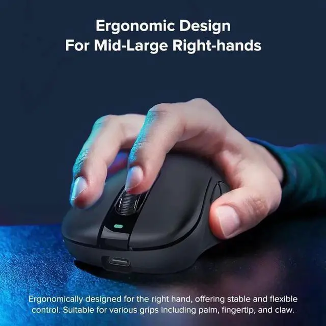 Alt view image 4 of 6 - Wireless Gaming Mouse, 24000 DPI, Wired/2.4GHz/Bluetooth Ergonomic Mouse with Anti-Slip Grips, PAW3311 Sensor, 57g Lightweight Rechargeable Gaming Mice for Laptop/PC/Mac/Tablet, Black