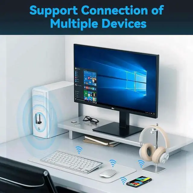 Alt view image 2 of 7 - Bluetooth Adapter for PC 5.3, USB Bluetooth Dongle 5.3 EDR Adapter for Laptop Keyboard Mouse Headsets Speakers, Long Range Bluetooth 5.3 Adapter Supports Windows 11/10/8.1(Plug and Play)