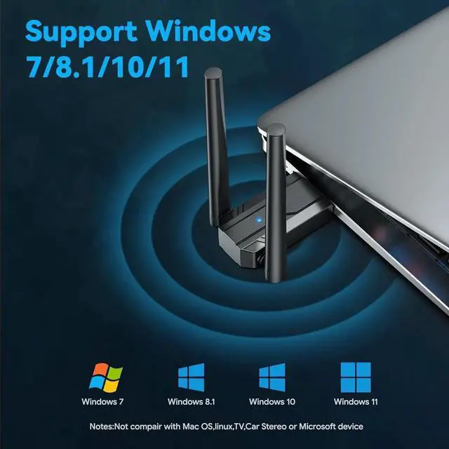 Alt view image 5 of 7 - Bluetooth Adapter for PC 5.3, USB Bluetooth Dongle 5.3 EDR Adapter for Laptop Keyboard Mouse Headsets Speakers, Long Range Bluetooth 5.3 Adapter Supports Windows 11/10/8.1(Plug and Play)