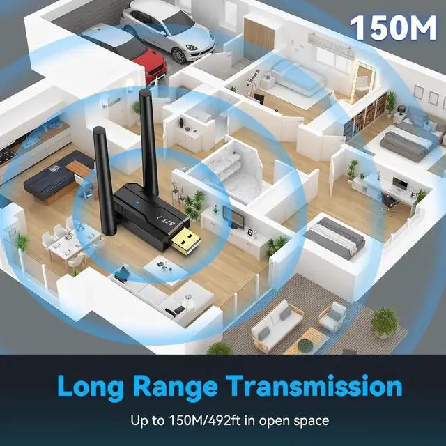 Alt view image 6 of 7 - Bluetooth Adapter for PC 5.3, USB Bluetooth Dongle 5.3 EDR Adapter for Laptop Keyboard Mouse Headsets Speakers, Long Range Bluetooth 5.3 Adapter Supports Windows 11/10/8.1(Plug and Play)