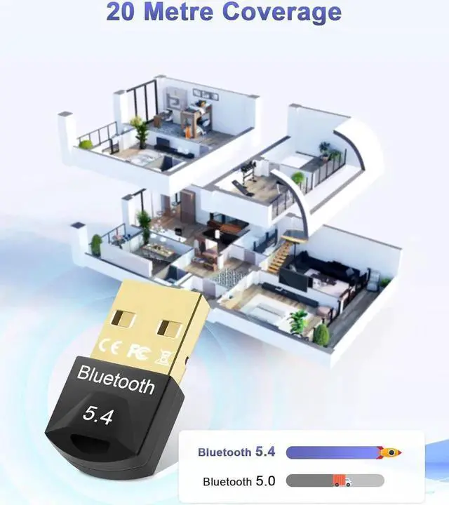 Alt view image 7 of 7 - Bluetooth USB Adapter, Bluetooth 5.4 USB Dongle Adapter, Bluetooth BT5.4 USB Adapter, Bluetooth Adapter Dongle, Bluetooth Stick, Low Latency, Plug & Play (EDR & BLE), Support Windows 7/10/8.1/11