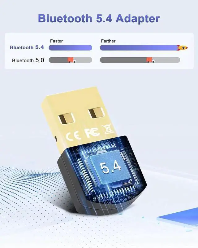 Alt view image 5 of 7 - Bluetooth USB Adapter, Bluetooth 5.4 USB Dongle Adapter, Bluetooth BT5.4 USB Adapter, Bluetooth Adapter Dongle, Bluetooth Stick, Low Latency, Plug & Play (EDR & BLE), Support Windows 7/10/8.1/11