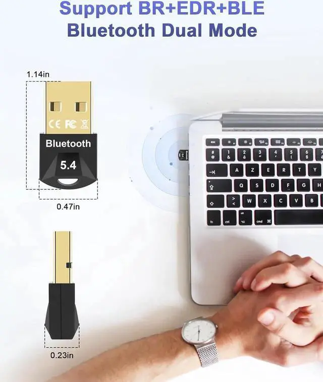 Alt view image 4 of 7 - Bluetooth USB Adapter, Bluetooth 5.4 USB Dongle Adapter, Bluetooth BT5.4 USB Adapter, Bluetooth Adapter Dongle, Bluetooth Stick, Low Latency, Plug & Play (EDR & BLE), Support Windows 7/10/8.1/11