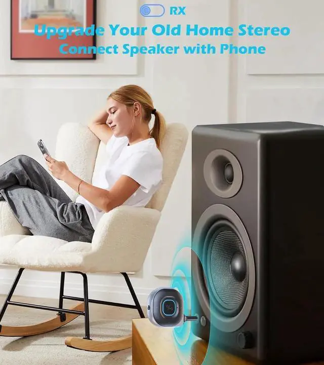 Alt view image 5 of 7 - Bluetooth Adapter 5.3 Transmitter Receiver, Bluetooth AUX Adapter for Car Music/Handsfree Calling, Bluetooth Transmitter for TV/Airplane/PC, Bluetooth Receiver for Home Stereo/Speaker