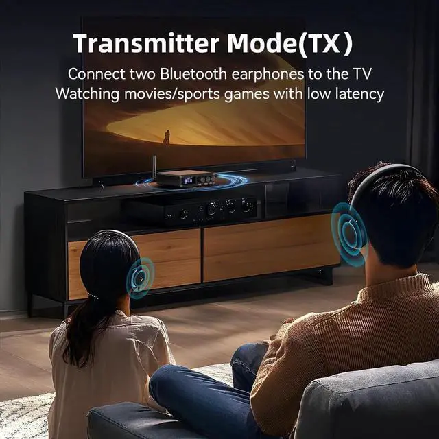 Alt view image 6 of 7 - Bluetooth 5.2 Transmitter Receiver for TV, Home Stereo, BT Headset, Low Latency HD Bluetooth Audio Decoder Adapter with Display, RCA, 3.5mm AUX, Coaxial, Optical Inputs/Outputs