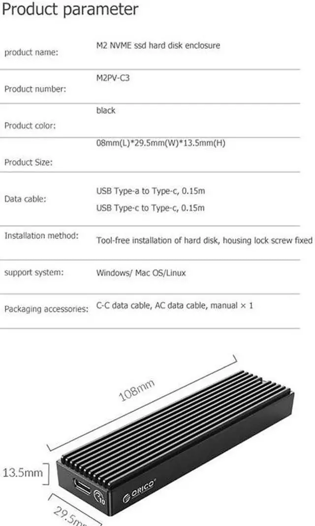 Alt view image 3 of 7 - Type-C M.2 NGFF/NVME Solid State Drive Enclosure Box USB3.1 5/10Gbps External 2230/2242/2260/2280 SSD Case 5GB 10GB