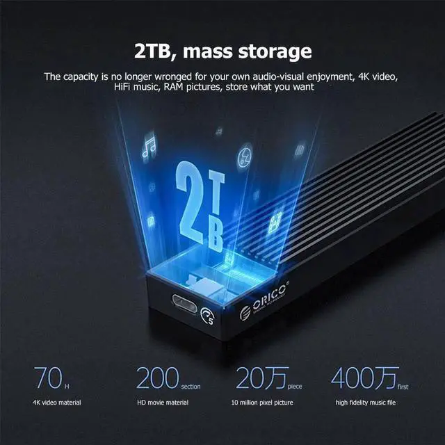 Alt view image 7 of 7 - Type-C M.2 NGFF/NVME Solid State Drive Enclosure Box USB3.1 5/10Gbps External 2230/2242/2260/2280 SSD Case 5GB 10GB