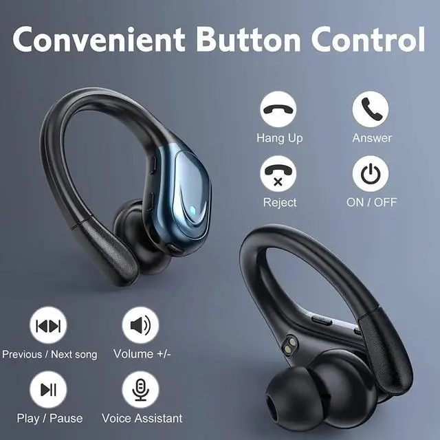 Alt view image 4 of 7 - Wireless Earbuds, in Ear Bluetooth Headphones with Built-in Mic, 75Hrs Playtime Sport Earphones with Digital Display & CVC 8.0, IPX7 Waterproof Over-Ear Headphones for Workout Running Outdoor