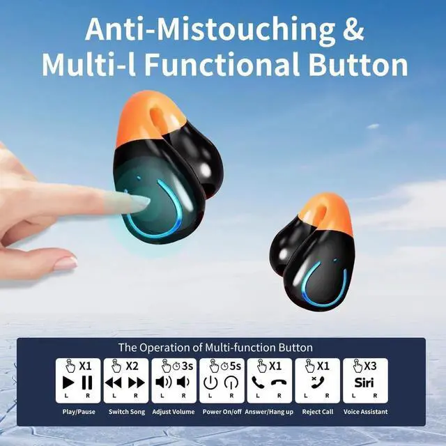 Alt view image 7 of 7 - Open Ear Headphones Clip On Mini Earbuds Bluetooth 5.3 Wireless Earbuds 48 Hours Playtime IPX7 Waterproof Sports Bone Conduction Headphones Bluetooth for Workout Driving Walking with Cellphones