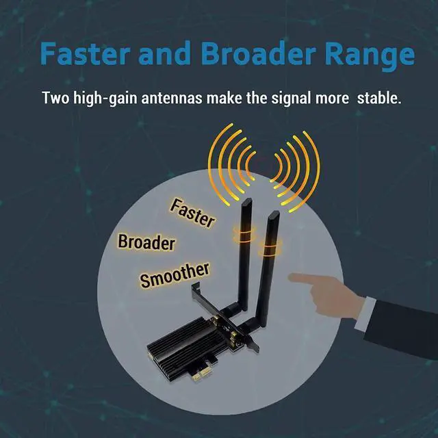 Alt view image 2 of 7 - New WiFi 6E 5400Mbps AX210 Wireless PCIe Card, Updated to 6G/5.8G/2.4GHz Tri-Band, Bluetooth 5.2, 802.11AX Internal Network Adapter for PC with MU-MIMO, Ultra-Low Latency, Support Windows10 (64bit)