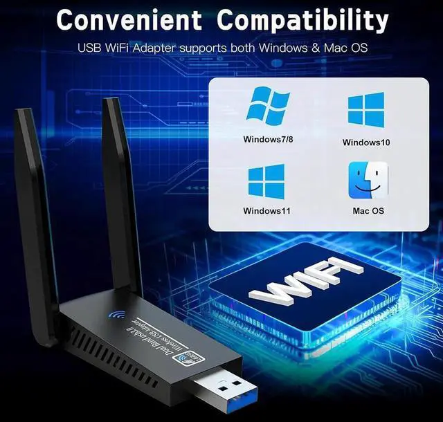 Alt view image 7 of 7 - 1300M USB WiFi-Adapter for Desktop PC, AC1300Mbps USB 3.0 WiFi Dual Band 5G/2.4G Wireless Network Adapter, Mini WiFi Dongle for Windows 11/10/8/7, Mac OS 10.9-10.15
