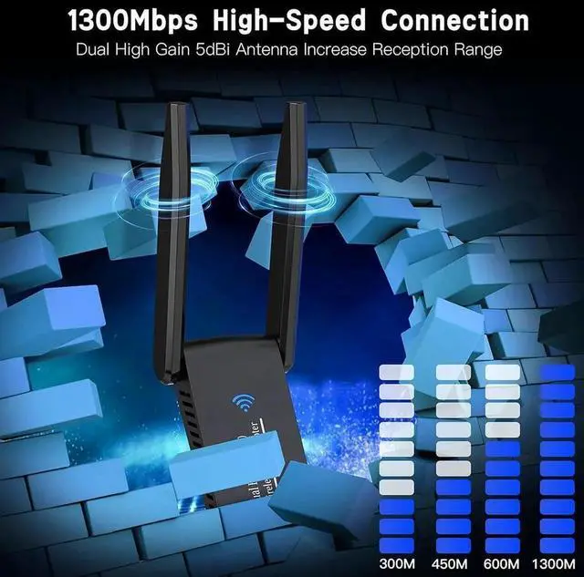 Alt view image 2 of 7 - 1300M USB WiFi-Adapter for Desktop PC, AC1300Mbps USB 3.0 WiFi Dual Band 5G/2.4G Wireless Network Adapter, Mini WiFi Dongle for Windows 11/10/8/7, Mac OS 10.9-10.15