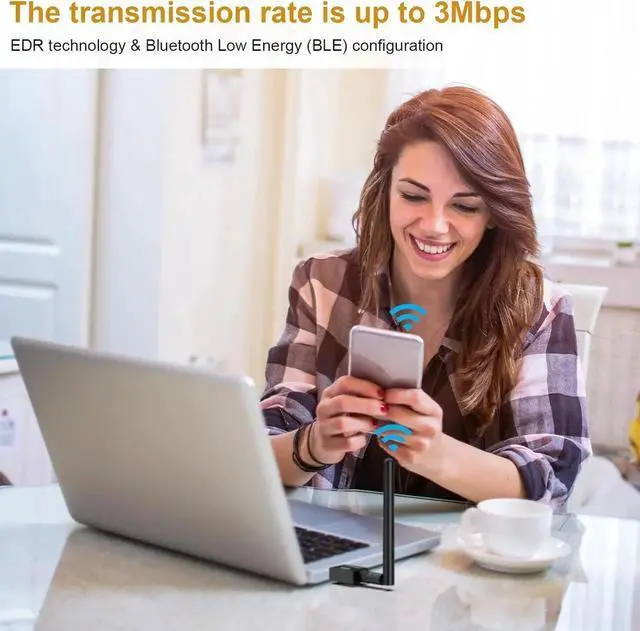 Alt view image 6 of 7 - USB Bluetooth 5.4 Adapter for Desktop PC, Long Range 500FT/150M Wireless Transfer Bluetooth 5.4 USB Adapter for Headphones, Keyboard, Mouse, Compatible with Windows11/10/8.1