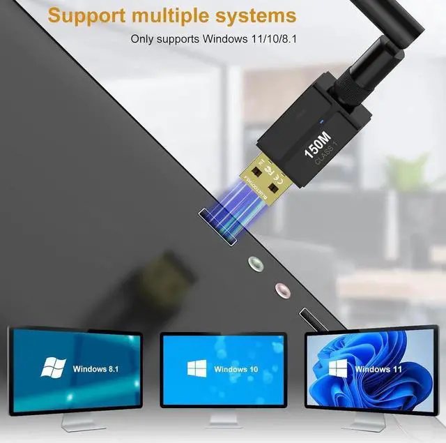 Alt view image 2 of 7 - USB Bluetooth 5.4 Adapter for Desktop PC, Long Range 500FT/150M Wireless Transfer Bluetooth 5.4 USB Adapter for Headphones, Keyboard, Mouse, Compatible with Windows11/10/8.1