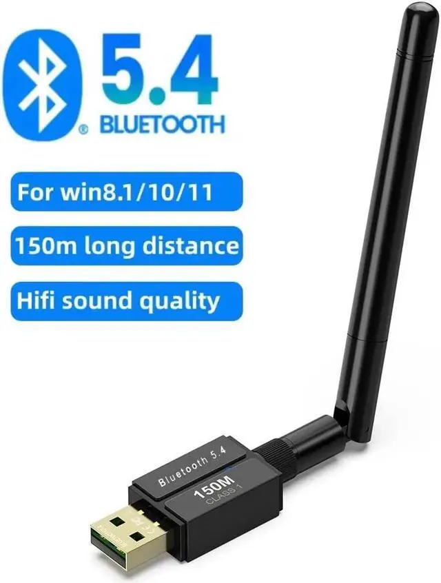 Main image of USB Bluetooth 5.4 Adapter for Desktop PC, Long Range 500FT/150M Wireless Transfer Bluetooth 5.4 USB Adapter for Headphones, Keyboard, Mouse, Compatible with Windows11/10/8.1