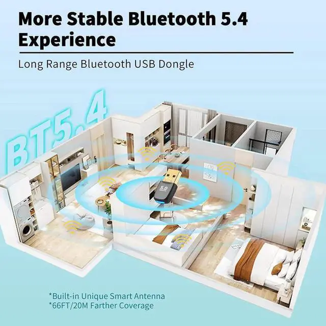 Alt view image 5 of 7 - Latest Bluetooth 5.4 USB Adapter for PC Laptop, 20M Range Wireless Transmitter Dongle Bluetooth Adapter for Computer Desktop Windows 11/10/8.1, Pair w/Headset Headphones Speaker Keyboard Mouse