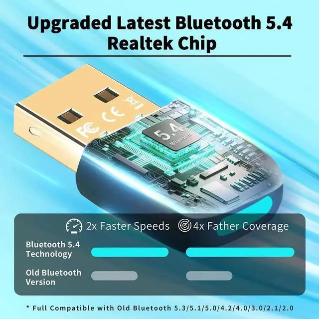 Alt view image 7 of 7 - Latest Bluetooth 5.4 USB Adapter for PC Laptop, 20M Range Wireless Transmitter Dongle Bluetooth Adapter for Computer Desktop Windows 11/10/8.1, Pair w/Headset Headphones Speaker Keyboard Mouse