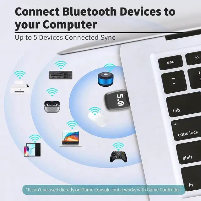 Alt view image 6 of 7 - Latest Bluetooth 5.4 USB Adapter for PC Laptop, 20M Range Wireless Transmitter Dongle Bluetooth Adapter for Computer Desktop Windows 11/10/8.1, Pair w/Headset Headphones Speaker Keyboard Mouse