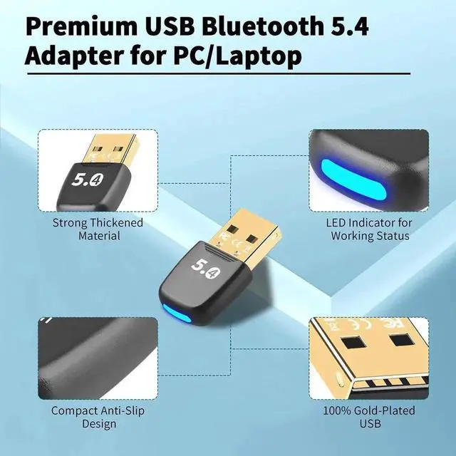 Alt view image 2 of 7 - Latest Bluetooth 5.4 USB Adapter for PC Laptop, 20M Range Wireless Transmitter Dongle Bluetooth Adapter for Computer Desktop Windows 11/10/8.1, Pair w/Headset Headphones Speaker Keyboard Mouse