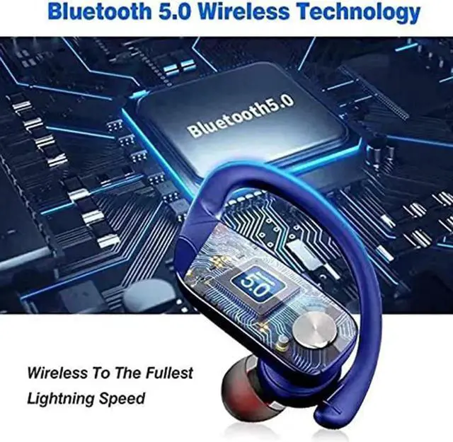 Alt view image 6 of 7 - Ture Wireless Earbuds Bluetooth Headphones 48hrs Playtime Sport Earphones with LED Display TWS Stereo Deep Bass Ear Buds with Earhooks Waterproof in-Ear Built-in Mic Headset for Running Workout