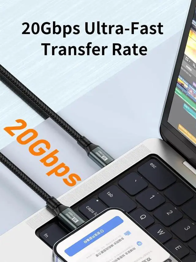 Alt view image 4 of 7 - USB C to USB C 3.1 Gen 2 Cable (6.6FT/2M ), 20Gbps Data Transfer- 8K@60Hz Video Output Monitor Cable -100W PD Fast Charging Cord USB C Display Cable-Type C to Type C Cable for iPhone 15,MacBooks,iPad