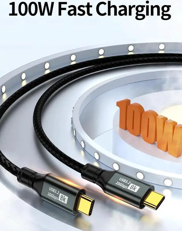 Alt view image 6 of 7 - USB C to USB C 3.1 Gen 2 Cable (6.6FT/2M ), 20Gbps Data Transfer- 8K@60Hz Video Output Monitor Cable -100W PD Fast Charging Cord USB C Display Cable-Type C to Type C Cable for iPhone 15,MacBooks,iPad