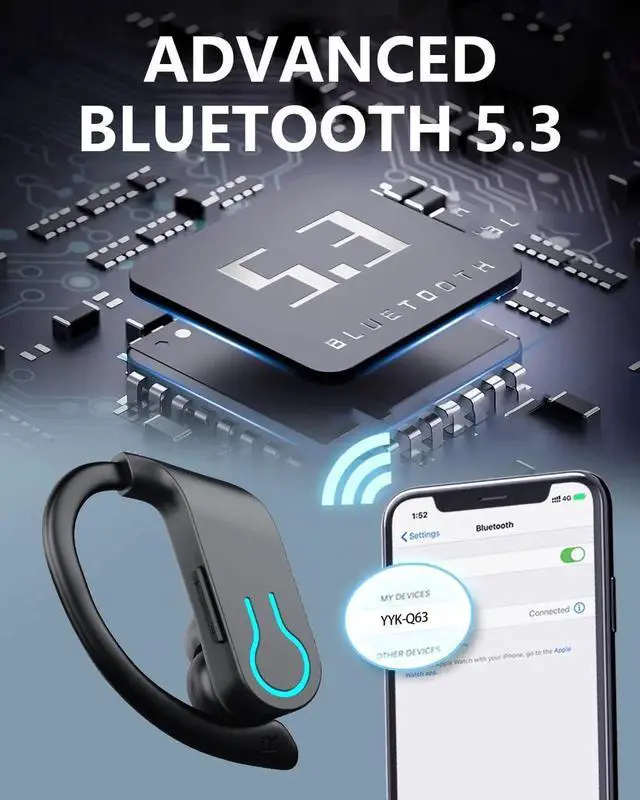 Alt view image 3 of 6 - True Wireless Earbuds, Bluetooth Headphones 120H Playtime Bluetooth 5.3 Ear Buds for Sports, Hi-fi Stereo Earphones with LED Display Charging Case, Headphones for Running/Workout