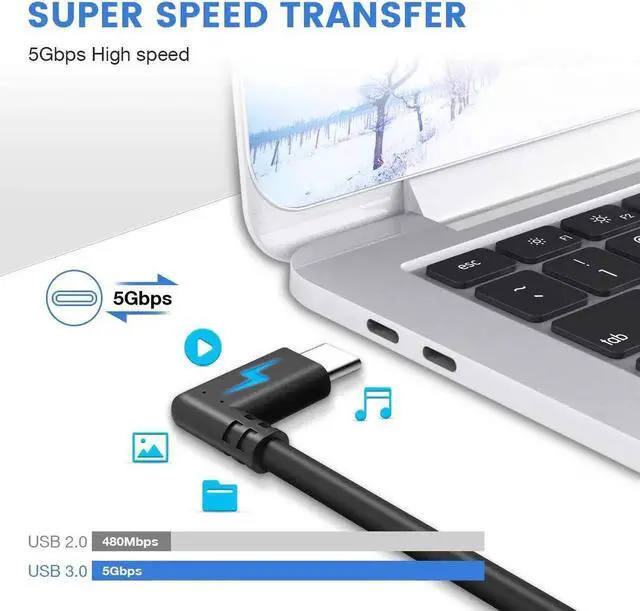 Alt view image 7 of 7 - USB C to USB Type-C Charge Cable 10ft, Super Speed Data Transfer Cable for Oculus Quest Link VR Quick Charge Cable for Phone Tablet Oculus Link Headset Cable ( 10feet/ 3m)