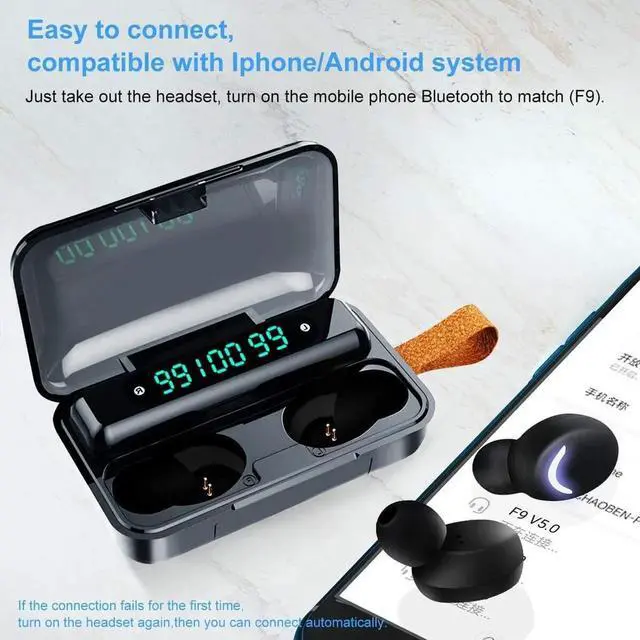 Alt view image 4 of 7 - Bluetooth Ture Wireless Earbuds with Charging Case In-Ear Headphones Pumping Bass Stereo Calls LED Battery Display IPX7 Waterproof CVC8.0 Noise Isolation Built-in Mic Earphones for Sports