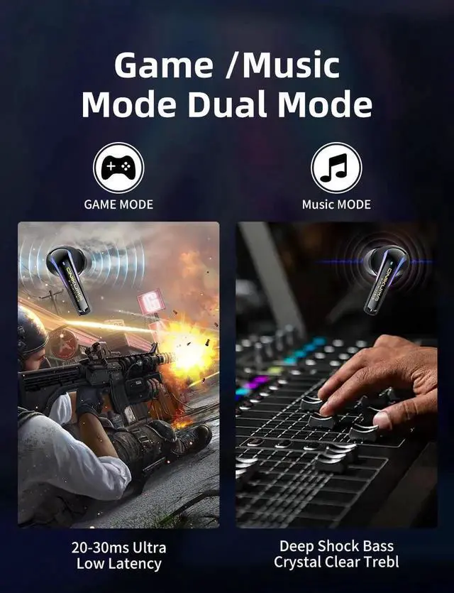 Alt view image 7 of 7 - 2.4G Wireless Gaming Earbuds with ENC Mic, 20ms Low-Latency for PS5/4, for Me-ta Quest 3/3S/2, 2.4GHz Bluetooth Dual-Mode Bluetooth Headphones for Phone, Pad, Laptop, Steam Deck, Switch, PC, VR