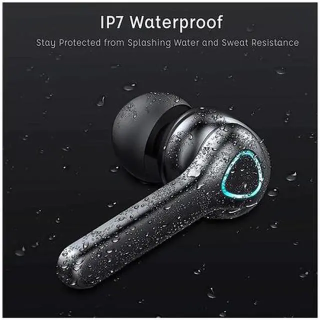 Alt view image 4 of 6 - True Wireless Earbuds Headphones with CVC 8.0 Noise Reduction, Bluetooth 5.0 Earphones, AptX Deep Bass, in-Ear Touch Control, IP7 Waterproof, USB-C Quick Charge 30h Playtime Wireless Headphones Black