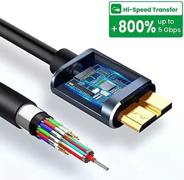 Alt view image 3 of 7 - USB C to Micro B Cable 3.0, Type C to Micro B Hard Drive Cable, Micro B to USB Type C Cable for Toshiba Canvio, Seagate, WD External Hard Drive, Chromebook Pixel and More (1 Pack-6.6ft / 2M)