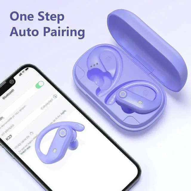 Alt view image 5 of 6 - True Wireless Earbuds, Bluetooth Headphones 130H Playback 4 Mics Clear Call Waterproof Sport Wireless Headset, 2200mAh Charging Case in-Ear Ear Buds Earphones with Earhooks for Sports Running Workout