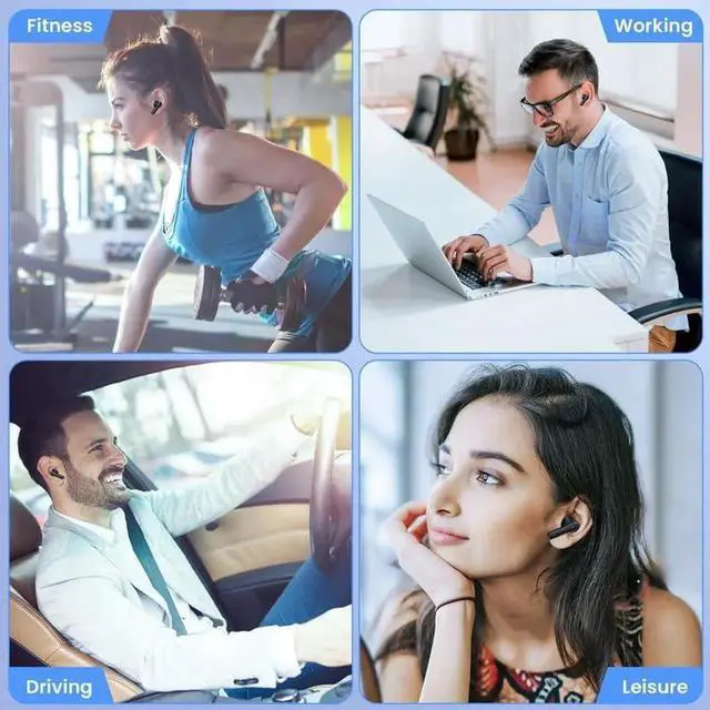 Alt view image 4 of 7 - True Wireless Earbuds, Bluetooth 5.3 Headphones 64Hrs Playback LED Power Display with Wireless Charging Case IPX5 Waterproof Hi-Fi Stereo in-Ear Headphones Build-in Dual Mic for Laptop Phones