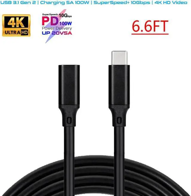 Main image of USB C Extension Adapter Cable, [200cm/6.6FT] Thunderbolt 3 USB 3.1 Type-C Fast Charging,4K HD Vedio, Audio Transfer, Data Sync Extend Cord Compatible with MacBook Pro,Nintendo Switch,Pixel 3/2/XL