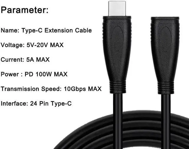 Alt view image 6 of 7 - USB C Extension Adapter Cable, [200cm/6.6FT] Thunderbolt 3 USB 3.1 Type-C Fast Charging,4K HD Vedio, Audio Transfer, Data Sync Extend Cord Compatible with MacBook Pro,Nintendo Switch,Pixel 3/2/XL