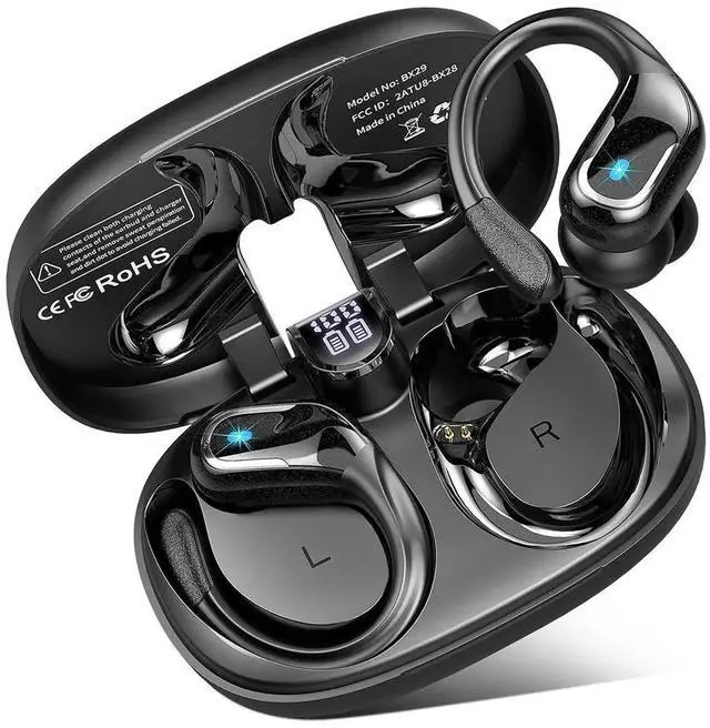 Main image of Wireless Earbuds, Bluetooth 5.4 Headphones Sport, 75H Stereo Wireless Earphones with 4 ENC Noise Canceling Mic, IP7 Waterproof Ear Buds with Earhooks,LED Display Wireless Headphones for Running